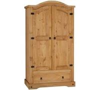 Armoire en pin SALSA style mexicain, avec 2 portes et 1 tiroir Naturel G