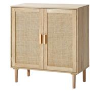 VEVOR Armoire en rotin 80 x 37,5 x 88 cm, Armoire de Rangement en rotin avec 2 Portes magnétiques et étagères réglables, Commode en rotin Polyvalente, Buffet pour Couloir, entrée, Cuisine, Naturel