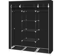 Armoire en tissu, avec tringle et étagères,150 x 45 x 175 cm noir