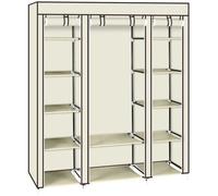 Armoire en Tissu Penderie de Vêtement 5 Etagères 12 grille 150x45 x175-Beige