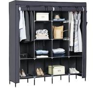 Armoire en Tissu Penderie de Vêtement 5 Etagères avec 4 poches latérales 169.5 x 44 x 168.5-181.5cm-Gris