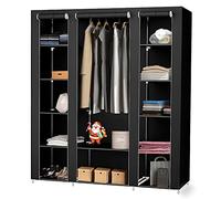 Armoire en tissu pliable pour vêtements résistante à la poussière Noir 175 x 150 x 45 cm