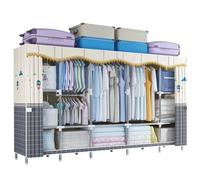 Armoire en tissu pliable robuste avec rail de suspension et étagères, organiseur de placard portable pour chambre à coucher, 245 x 45 x 170 cm (beige)