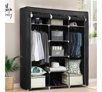 Armoire en tissu Vêtements Étagère Vestiaire textile Armoire 175×150×45cm Noir