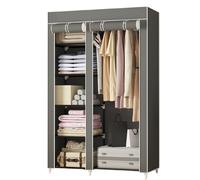 Armoire en toile grise avec housse. Solution de rangement temporaire pour chambre à coucher, armoire élégante en tissu pour organiser les vêtements et les accessoires