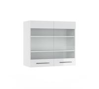Vicco Meuble de Cuisine Haut vitré Fame-Line, Blanc Haute Brillance/Blanc, 80 cm