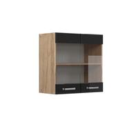 Vicco Armoire en Verre R-Line, Noir Haute Brillance, 60cm