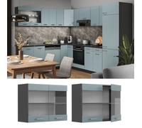 Vicco Armoire en Verre R-Line, Bleu-Gris, 80cm, pour Une Combinaison Libre au Sein de systèmes de Cuisine modulaires