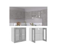 vidaXL Armoire en Verre Suspendue, Meuble de Cuisine Mural avec Étagère, Armoire de Rangement Salle à Manger Intérieur, Gris 802525