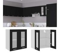 Armoire en verre suspendue Noir 60x31x60 cm Bois d ingénierie noir G