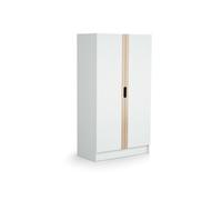 - Armoire enfant 2 portes en bois Blanc et Hêtre Verni 96 x 51 x 176 cm