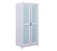 Armoire 92x59,5x205 cm en pin gris clair et vert d'eau - GREEDY