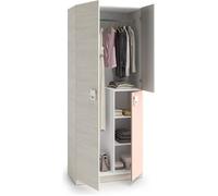 Armoire enfant avec 2 portes coloris blanc alpes - rose - 90 cm (Longueur) x 200 cm (Hauteur) x 52 cm (Profondeur)