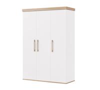 Armoire Enfant ?jimmy? ? 3 Portes ? Poignées En Bois Massif Blanc TU