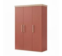 Armoire Enfant ?jimmy? ? 3 Portes ? Poignées En Bois Massif Mauve TU