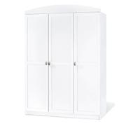 Pinolino Armoire Laura Grande, décor : uni, Blanc, L 135 x P 57 x H 192, 3 Portes, étagères réglables en Hauteur, Armoire pour la Chambre de bébé