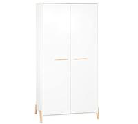 Armoire bébé Joy Naturel - Blanche - Sur pieds en bois naturel - 2 portes - Babyprice
