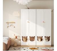 Armoire enfant multifonction - Ensemble de 2 armoires - Tringle à vêtements - Lit pour chat intégré - Panneaux laqués
