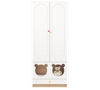 Armoire enfant penderie WELLTIN avec niche chat, dressing enfant, meuble de rangement chambre enfant blanc 80x50x200 cm