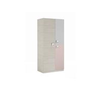 Armoire enfant ROSA 3 portes L90cm x H200cm - Blanc et rose