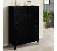 Armoire Ester 4 Portes Métal Noir Design Industriel Noir