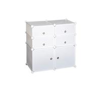 HOMCOM Armoire modulable étagère à Rangement 3 Niveaux 6 Cubes en Plastique + Autocollants décoratifs 75L x 37l x 73H cm Blanc