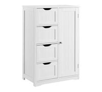 Armoire étagère commode de salle de bain meuble de rangement MDF laqué 81 cm Blanc 03_0000781