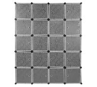 Armoire Etagères Plastiques - Penderie Plastiques, Meuble Rangement 20 Cubes - Gris - 147 cm - Mat
