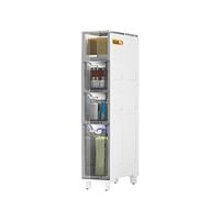 Armoire étroite à 5 niveaux avec grande capacité de rangement latérale pour toilettes, tiroirs transparents et roulettes, commode étroite pour les petits espaces et les espaces dans la salle de bain