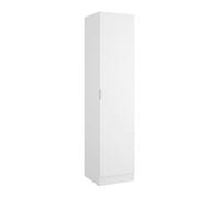 Armoire étroite avec porte en panneaux de particules mélaminés coloris blanc - Longueur 41 x Profondeur 52 x Hauteur 184 cm - -