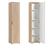 Armoire étroite multi-usages de 40 cm de large avec 1 porte et 4 étagères, Armoire universelle pour le ménage, l'entrée, le bureau ou la chambre à coucher, 40x35x184 cm (LxPxH), Chêne Sonoma