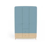 Armoire - Firmiana - Bleu - 3 portes - 2 tiroirs - Enfant