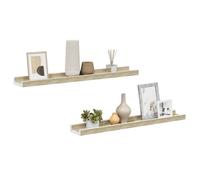 Armoire Flottante pour chambre, Cuisine Blanc - LEMON® Lot de 2 Étagères murales - blanc - et - Chêne sonoma - 60x9x3cm 832 - Soldes