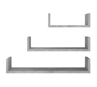 Armoire Flottante pour chambre, Cuisine Gris - LEMON® Lot de 3 Étagères murales - gris béton - Bois d'ingénierie 660 - Soldes