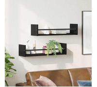 Armoire Flottante pour chambre, Cuisine Noir - LEMON® Étagère Murale Montage mural 2 pcs - chêne Noir - 60x16x14cm 567 - Soldes