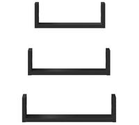 Armoire Flottante pour chambre, Cuisine Noir - LEMON® Lot de 3 Étagères murales - noir - Bois d'ingénierie 877 - Soldes