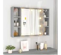 ARMOIRE Gris - LEMON® Armoire à miroir avec LED - avec rangement - Sonoma gris - 76x15x55cm 546 - Soldes