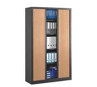 Armoire haute à rideaux monoblocs Eco-conçues 198 x 120 cm anthracite-hêtre