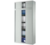 Armoire haute à rideaux monoblocs Eco-conçues 198 x 120 cm gris clair-gris clair