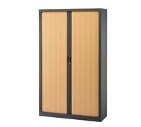 Armoire haute à rideaux monoblocs Generic 198 x 120 cm anthracite-hêtre