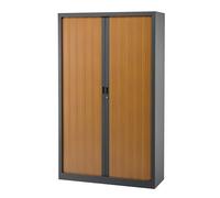 Armoire haute à rideaux monoblocs Generic 198 x 120 cm anthracite-merisier
