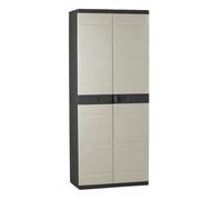 Armoire haute avec étagères - PLASTIKEN - Titanium - 70 x 44 x 176 cm - Beige et Noir