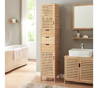 Armoire haute 'Boksereys' avec 2 portes et 3 tiroirs 180 x 35 x 35 cm Bambou