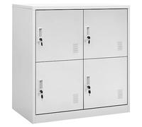 Armoire haute de 93 cm en métal avec portes verrouillables, 2 étagères, casier de bureau pour école, studio et salle de sport, gris, 4 portes