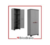 armoire haute de jardin en résine avec tablettes gris terrasse 9721