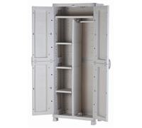 Armoire haute de rangement beige PLASTIKEN - 4 étagères et une penderie - Space SAVER - Intérieur et Extérieur