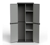 Armoire haute en plastique avec plaque supérieure et socle résistants aux éclaboussures - 3 tablettes dont 2 réglables - Ultra stable - Montage facile - Idéal pour l'intérieur ou le jardin