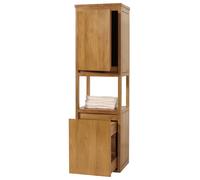Armoire Haute En Teck Hwc-M71, Armoire De Salle De Bain Étagère De Salle De Bain, Teck De Qualité B-Grade (Bois De CUr, 20-30 Ans), 141x41x36cm Multicolore