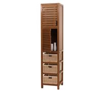 Armoire haute en teck HWC-M84, armoire de salle de bain Highboard, teck de qualité B-Grade (bois de coeur, 20-30 ans) 120x40x40cm Marron