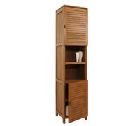 Armoire haute en teck HWC-M87, armoire de salle de bains Étagère de salle de bains, teck de qualité B-Grade (bois de cur, 20-30 ans), 180x40cm Marron